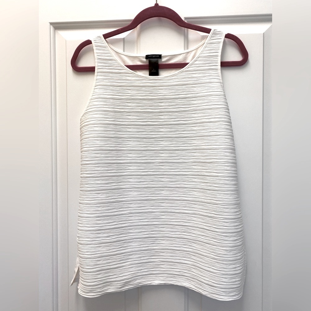 Ann Taylor Classy Shell Tank Top, Front Lined, Cream, Size S